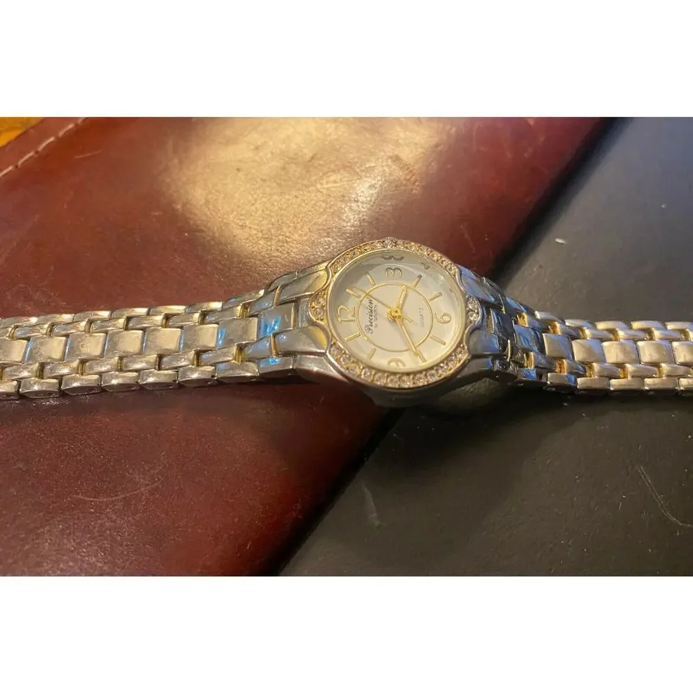Women's 32mm Silver Tone Precision By Gruen Dress Watch, Crystal Accents